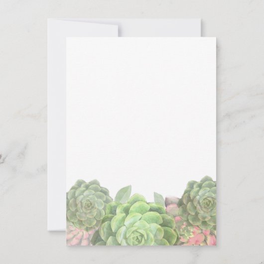 Groene Succulente Bridal Shower Invitations Kaart (Achterkant)