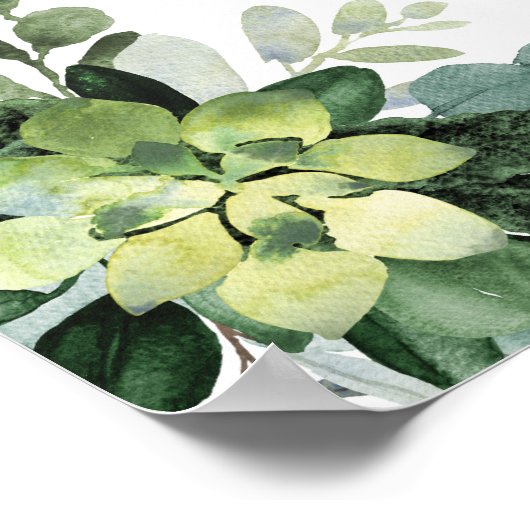 Groene succulente bruidsdouche welkomstbord poster (Hoek)