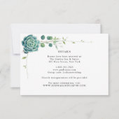 Groene Succulente Bruiloft Details Kaart (Voorkant)