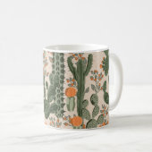 Groene  succulente cactus en oranje bloemen koffiemok (Voorkant rechts)