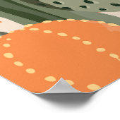 Groene succulente cactus en oranje bloemen poster (Hoek)