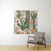 Groene  succulente cactus en oranje bloemen wandkleed (In situ)