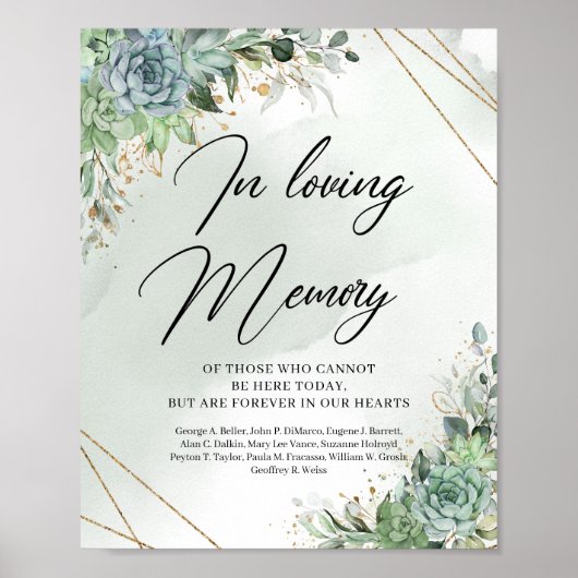 Groene succulente eucalyptus in liefhebbend geheug poster (Voorkant)