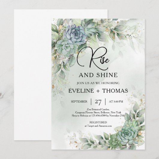 Groene succulente eucalyptusbladeren stijgen en sc kaart (Voorkant / Achterkant)