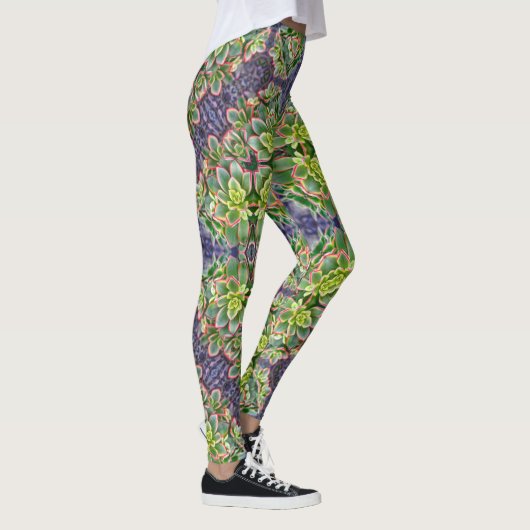 Groene Succulente Geometrische Leggings (Rechts)