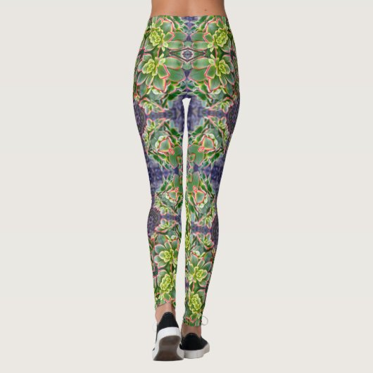 Groene Succulente Geometrische Leggings (Achterkant)