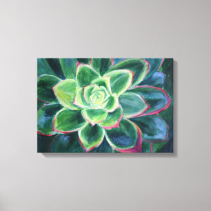 Groene Succulente Kunst Schilderen Canvas Afdruk