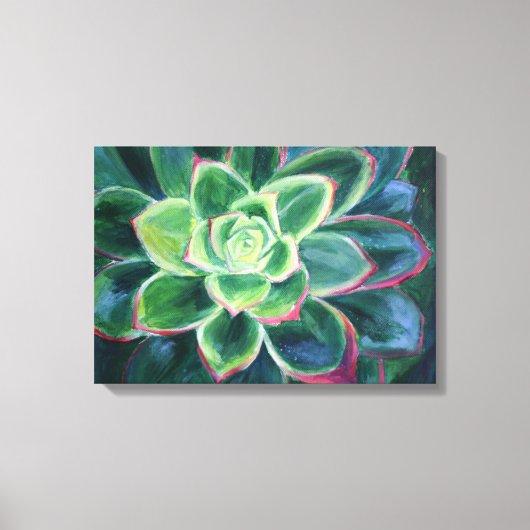 Groene Succulente Kunst Schilderen Canvas Afdruk (Voorkant)