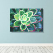 Groene Succulente Kunst Schilderen Canvas Afdruk (Insitu (Houten vloer))