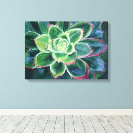 Groene Succulente Kunst Schilderen Canvas Afdruk (Insitu (Houten vloer))