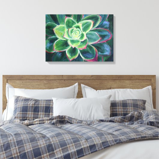 Groene Succulente Kunst Schilderen Canvas Afdruk (Insitu (Slaapkamer))