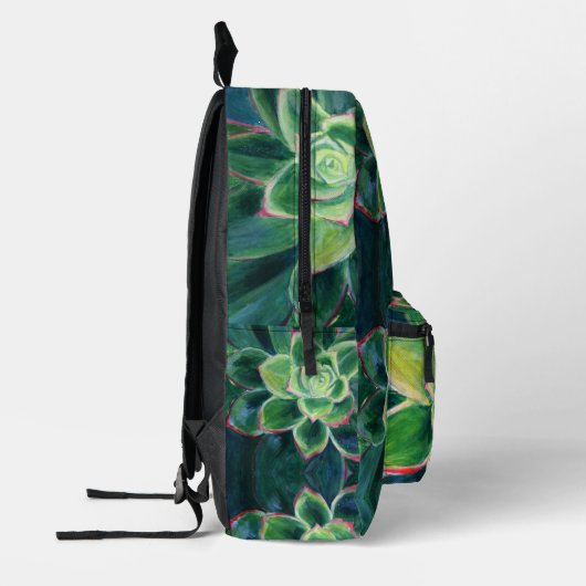 Groene Succulente Kunsttekening Bedrukte Rugzak (Links)