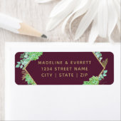 Groene Succulenten Goud Lijst Bruiloft Retouradres Etiket (Insitu)