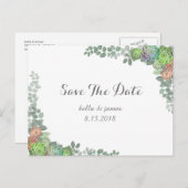 Groene Succulenten Save The Date Postkaarten Aankondigingskaart (Voorkant / Achterkant)