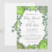 Groene Succulents Baby Shower Invitations Kaart (Voorkant / Achterkant)
