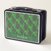 Groene Succulents Lattice Pattern Lunch Box Box (Achterkant)