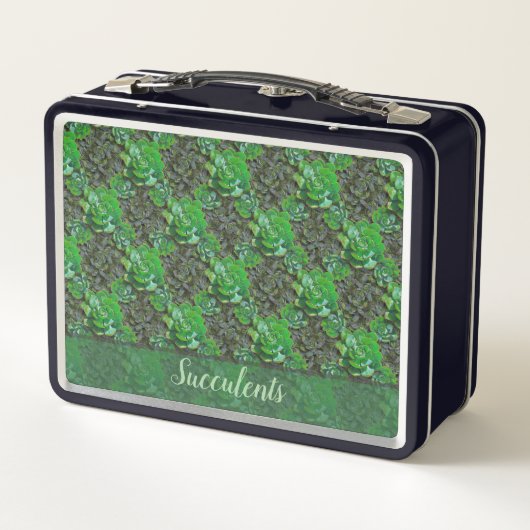 Groene Succulents Lattice Pattern Lunch Box Box (Achterkant)