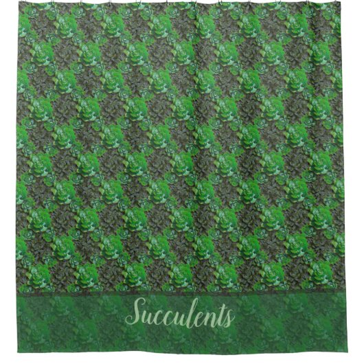 Groene Succulents Lattice Pattern Shower Curtain Douchegordijn (Voorkant)