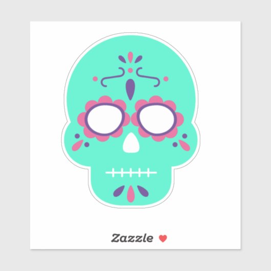 Groene suikerschedel sticker (Vel)