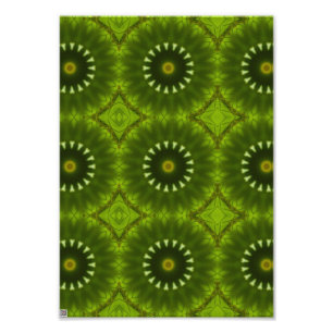 Groene Sunburst Abstracte Kaleidoscoop Patroon Foto Afdruk