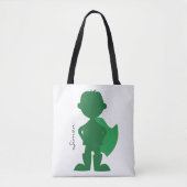 Groene superheld Boy Modern persoonlijke Silhouett Tote Bag (Voorkant)