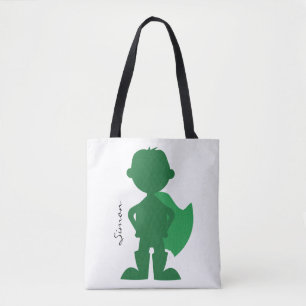 Groene superheld Boy Modern persoonlijke Silhouett Tote Bag