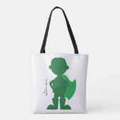 Groene superheld Boy Modern persoonlijke Silhouett Tote Bag (Achterkant)