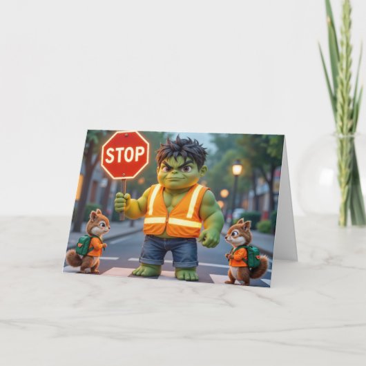 Groene Superheld Gelukkig Schooljaar Kaart (Voorkant)