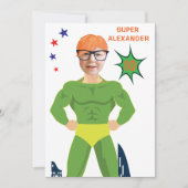 Groene superheld Musculair Man Aqua Fun Birthday Kaart (Voorkant)