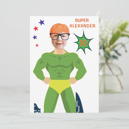 Groene superheld Musculair Man Aqua Fun Birthday Kaart (Staand voorkant)