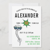 Groene superheld Musculair Man Aqua Fun Birthday Kaart (Achterkant)