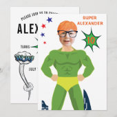 Groene superheld Musculair Man Aqua Fun Birthday Kaart (Voorkant / Achterkant)