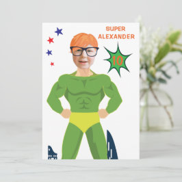 Groene superheld Musculair Man Aqua Fun Birthday Kaart