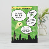 Groene Superhelden Comic Book Stijlvol Verjaardags Kaart (Staand voorkant)