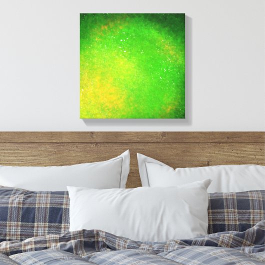 Groene Supernova – Levendige Canvas Print (Insitu (Slaapkamer))