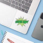 Groene supervader sticker (Laptop met iPhone)