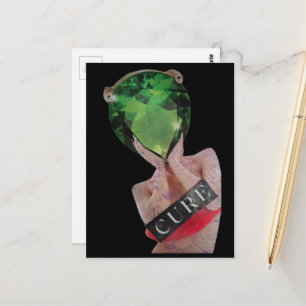 Groene Surrealistische Edelsteen Dame Collage Briefkaart