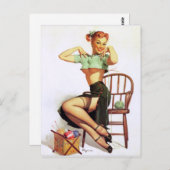 Groene Sweater Pin Up Briefkaart (Voorkant / Achterkant)