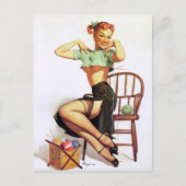 Groene Sweater Pin Up Briefkaart (Voorkant)