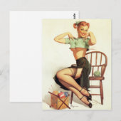 Groene Sweater Pin Up Briefkaart (Voorkant / Achterkant)