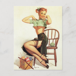 Groene Sweater Pin Up Briefkaart