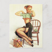 Groene Sweater Pin Up Briefkaart (Voorkant)