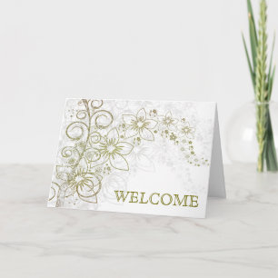 Groene Swirl met Bloemen Welkom Bedankkaart