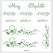 Groene Swirly Vines en naamstickers Sticker (Vel)