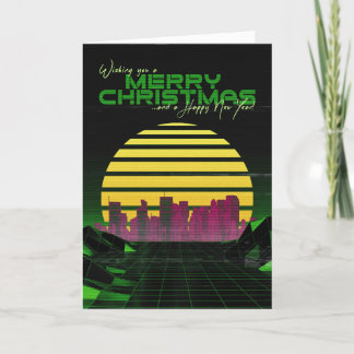 Groene Synthwave Kerst Kaart