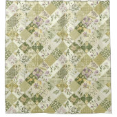 Groene Syringa Patchwork Dekbed Landelijke Bloemen Douchegordijn (Voorkant)