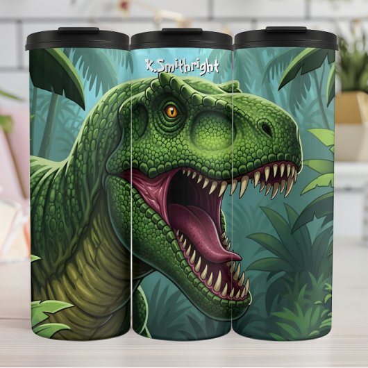 Groene T-Rex Brullende Jungle Thermosbeker