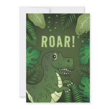 Groene T-rex Dinosaur met Brul Tekst Verjaardagsfe