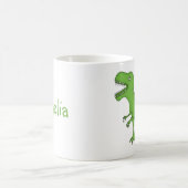 Groene T-Rex Dinosaur+Personalize Child Name Koffiemok (Center)