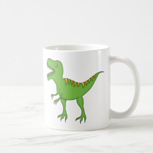 Groene T-Rex Dinosaur+Personalize Child Name Koffiemok (Rechts)